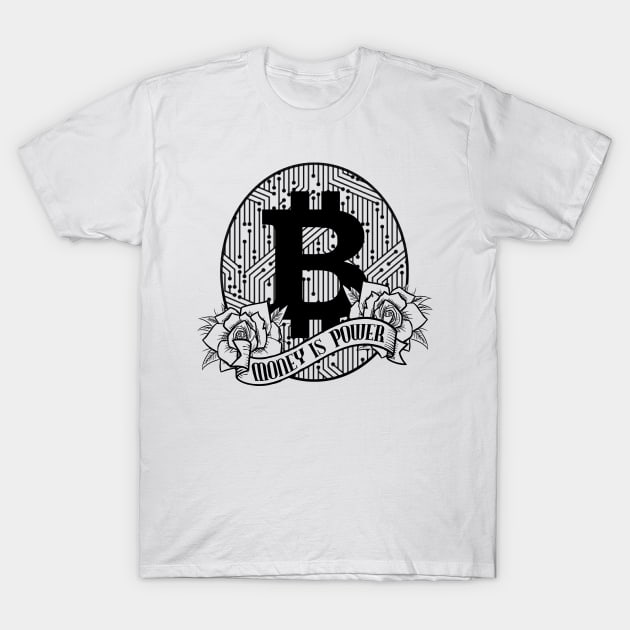 Bitcoin Money Is Power BTC Cryptocurrency Trading T-Shirt by theperfectpresents